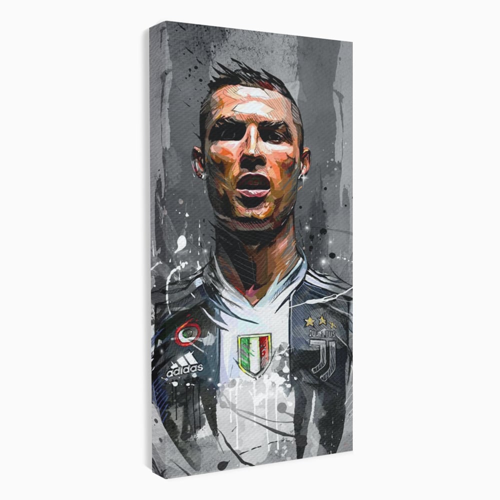 Tablou canvas cu tablou portret cristiano ronaldo juventus, fara rama, pe sasiu de lemn